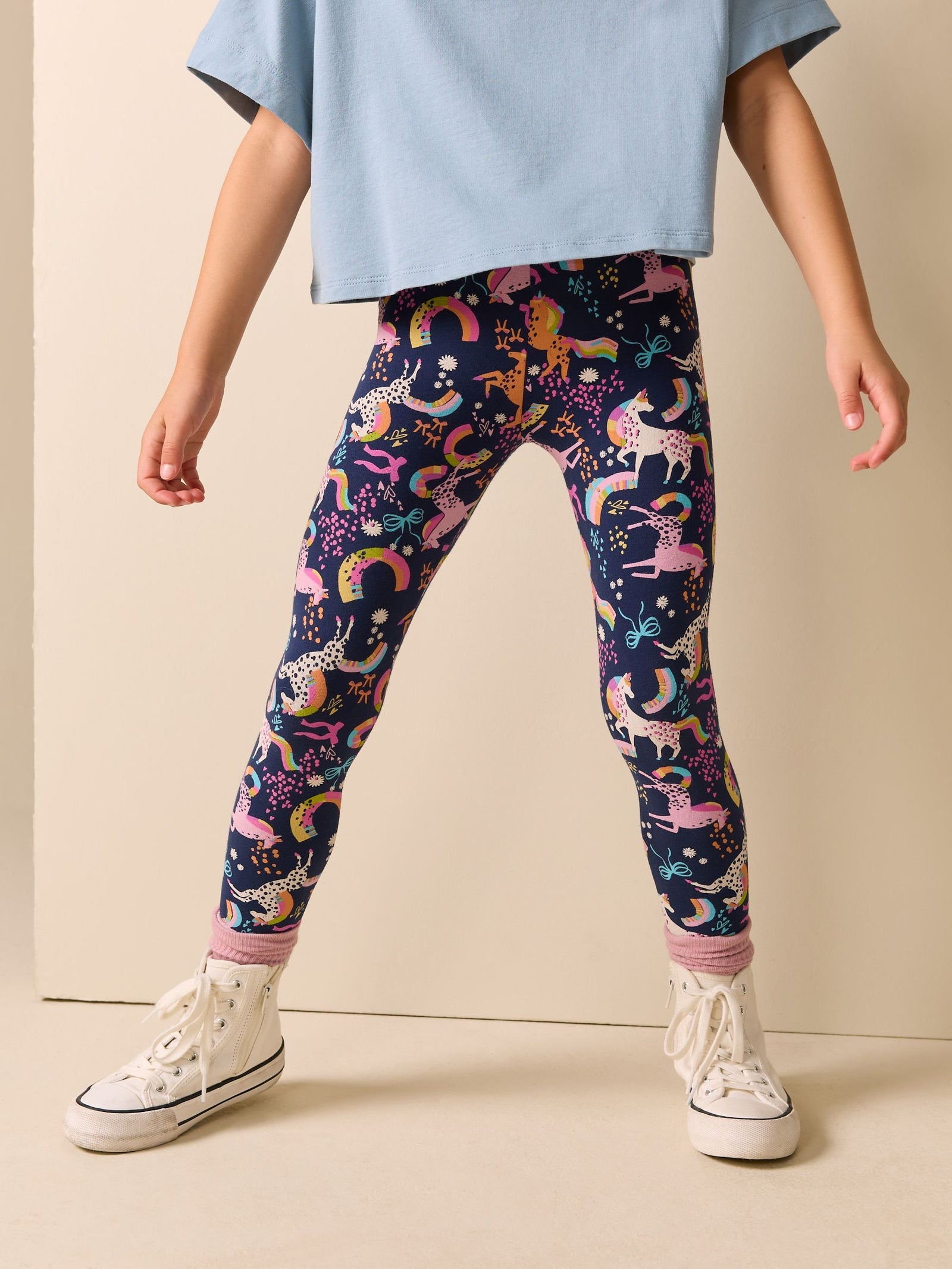 Navy Unicorn Leggings (3-16yrs)