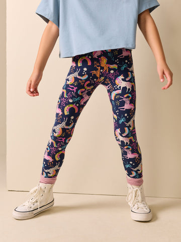 Navy Unicorn Leggings (3-16yrs)