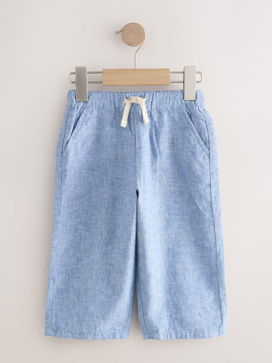 Blue/Ecru Linen Trousers 2 Pack (3mths-7yrs)