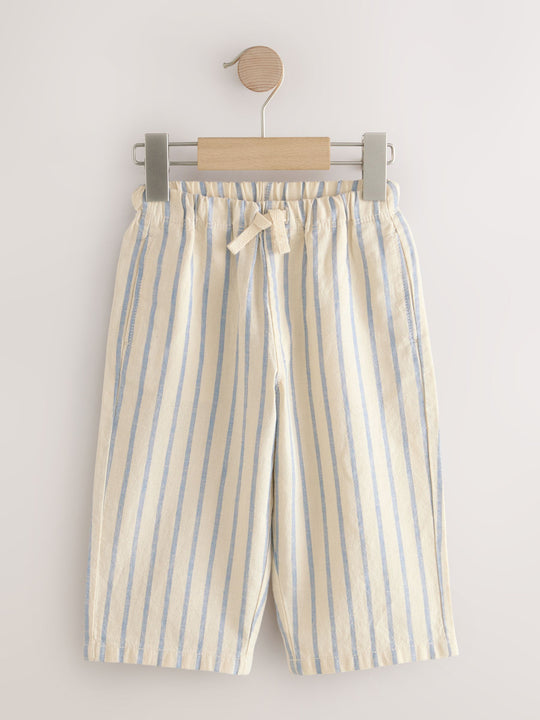 Blue/Ecru Linen Trousers 2 Pack (3mths-7yrs)