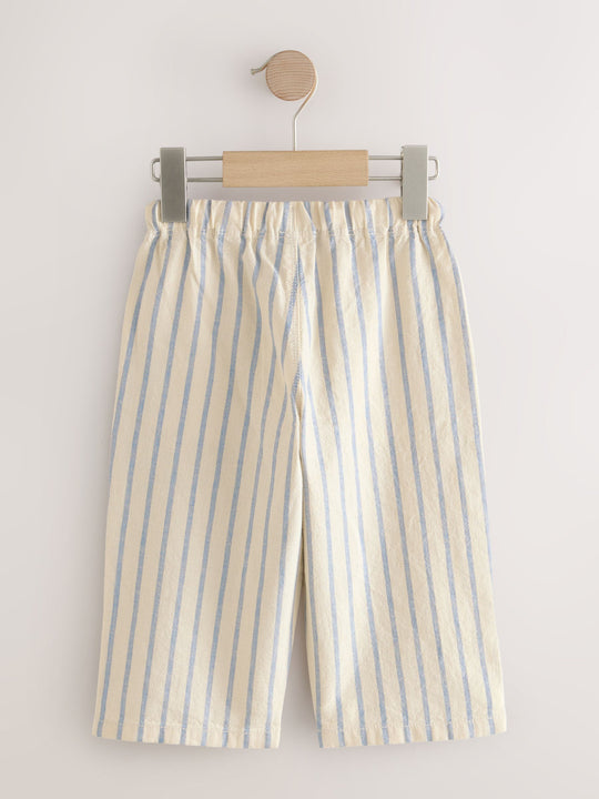 Blue/Ecru Linen Trousers 2 Pack (3mths-7yrs)