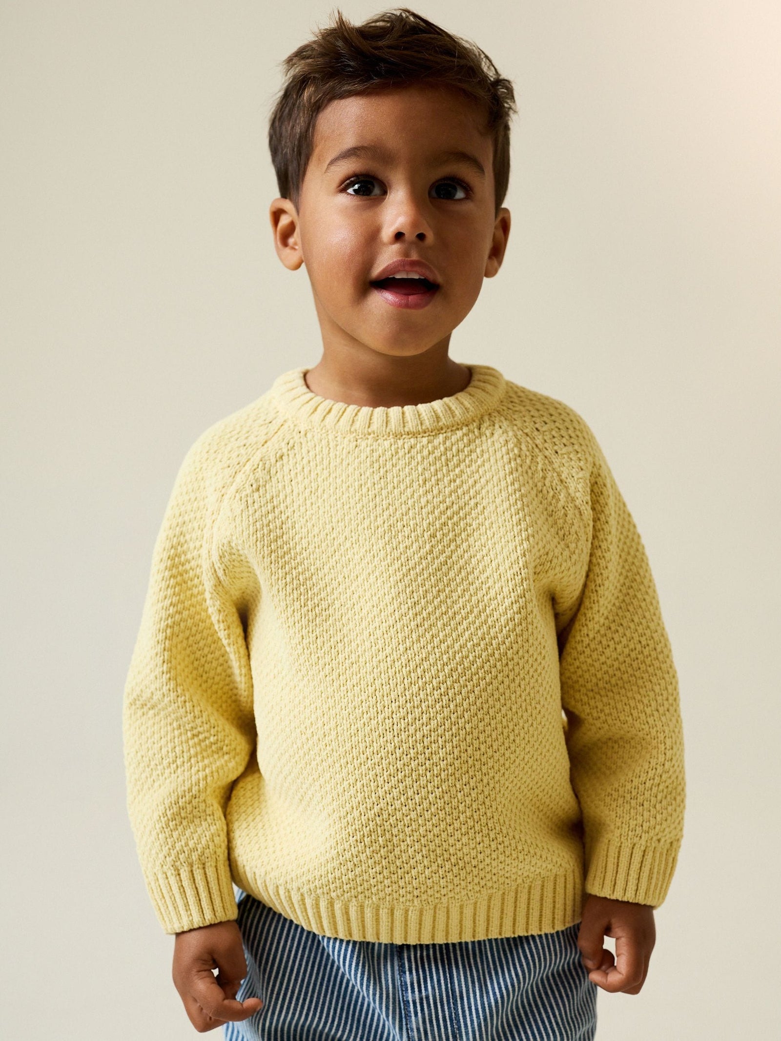 Yellow Chenille Knitted Crew Neck Jumper (3mths-7yrs)