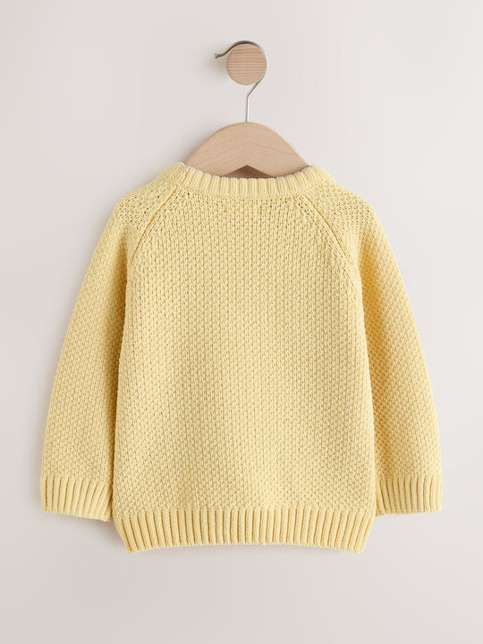 Yellow Chenille Knitted Crew Neck Jumper (3mths-7yrs)