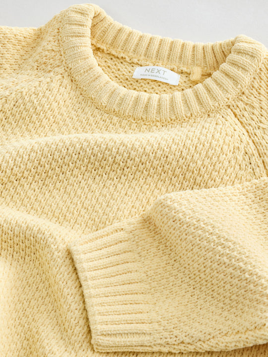 Yellow Chenille Knitted Crew Neck Jumper (3mths-7yrs)