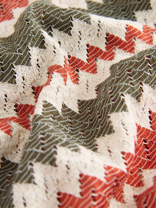 Red/Ecru Striped Short Sleeve Revere Collar Textured Shirt (3mths-7yrs)