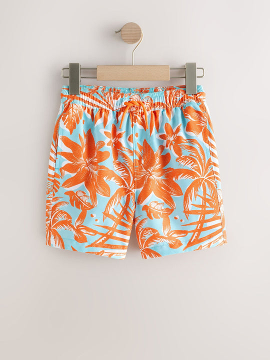 Orange Tropical Printed Swim Shorts (3-16yrs)