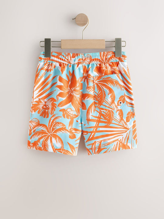 Orange Tropical Printed Swim Shorts (3-16yrs)