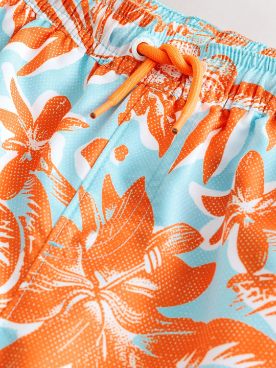 Orange Tropical Printed Swim Shorts (3-16yrs)