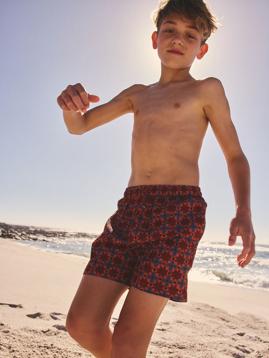 Rust Brown Printed Swim Shorts (3-16yrs)