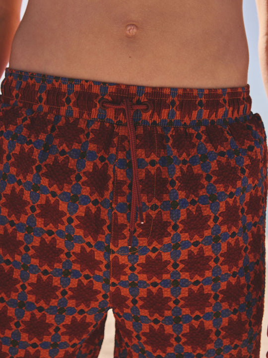 Rust Brown Printed Swim Shorts (3-16yrs)