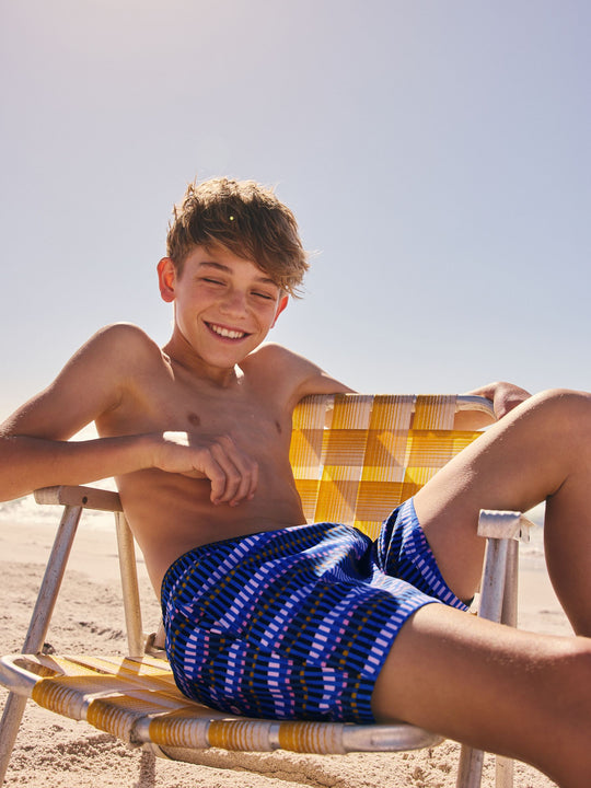 Blue Geo Printed Swim Shorts (3-16yrs)