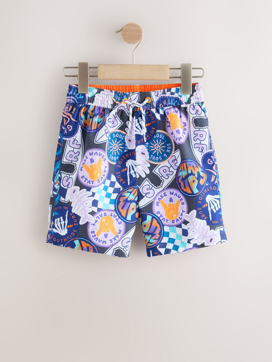 Surf Grey Printed Swim Shorts (3-16yrs)