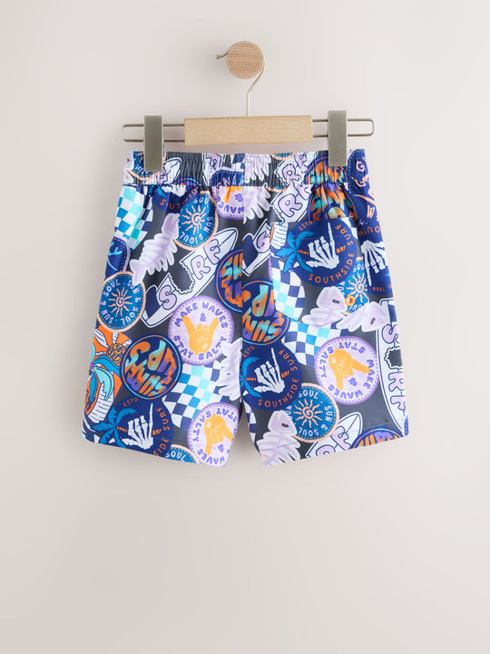 Surf Grey Printed Swim Shorts (3-16yrs)
