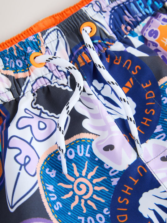 Surf Grey Printed Swim Shorts (3-16yrs)