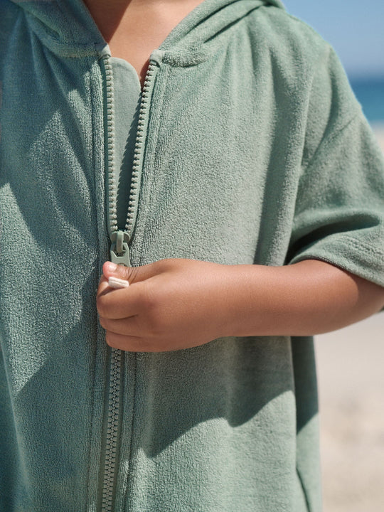 Sage Green Towelling Zip Through Cover-Up (3mths-7yrs)