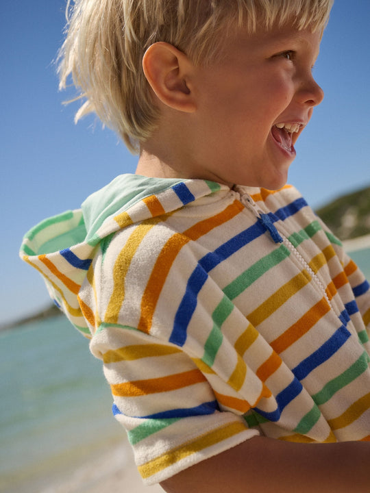Multi Stripe Towelling Zip Through Cover-Up (3mths-7yrs)