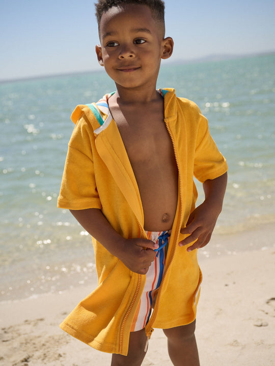 Orange Towelling Zip Through Cover-Up (3mths-7yrs)