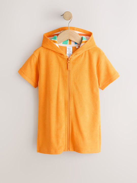 Orange Towelling Zip Through Cover-Up (3mths-7yrs)