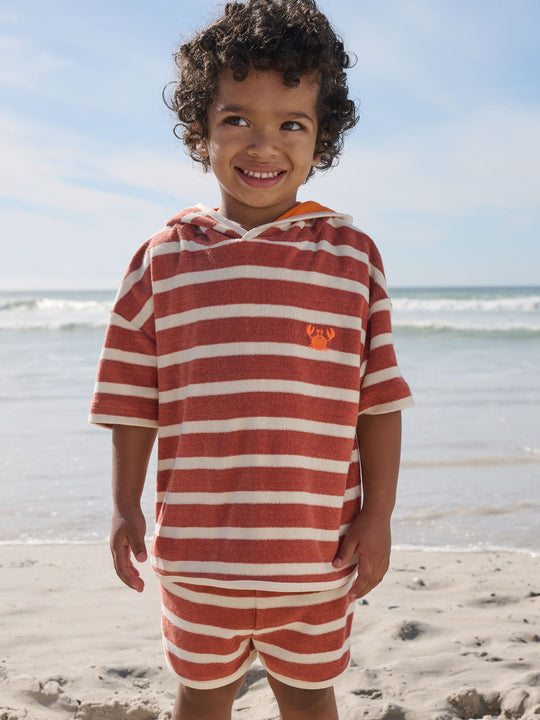 Rust Brown Stripe Towelling Top and Shorts Set (3mths-7yrs)