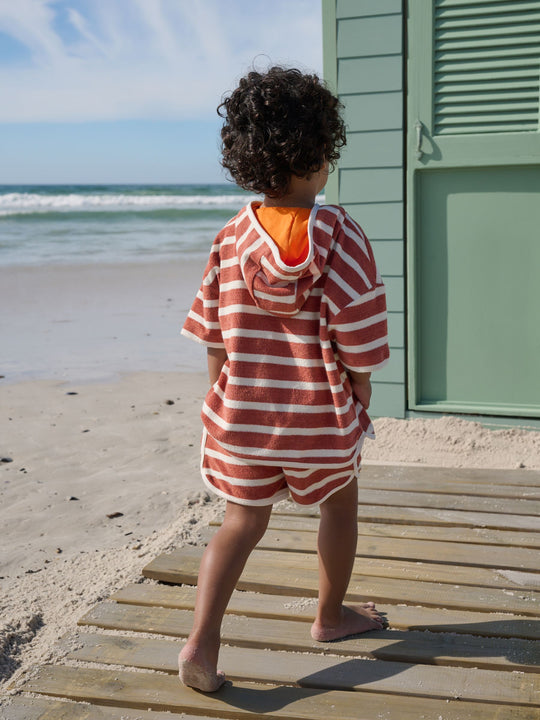 Rust Brown Stripe Towelling Top and Shorts Set (3mths-7yrs)