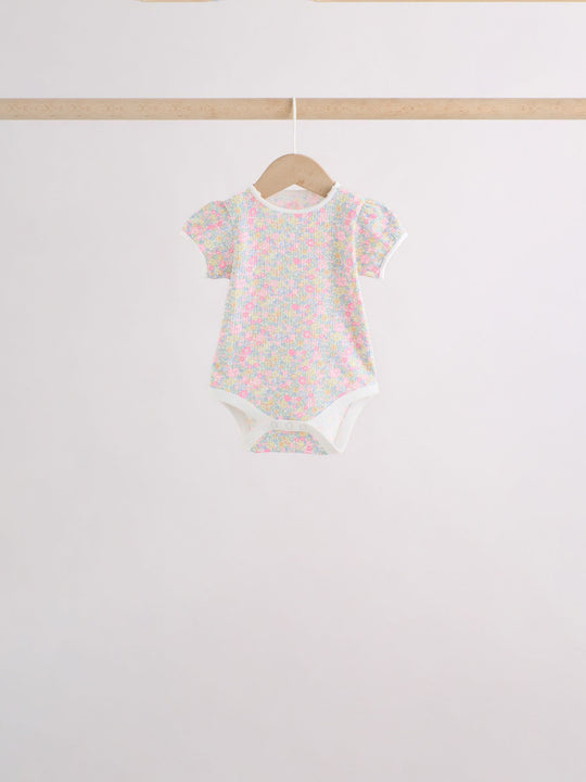 Pink/Yellow Short Sleeve Baby Bodysuits 5 Pack