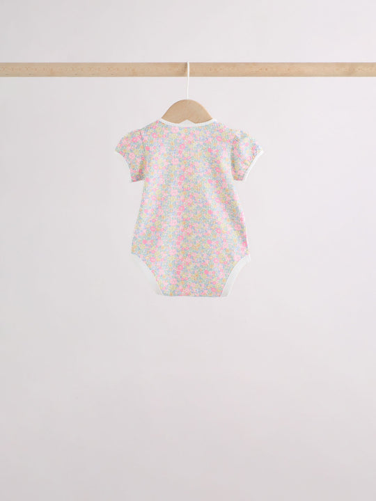 Pink/Yellow Short Sleeve Baby Bodysuits 5 Pack