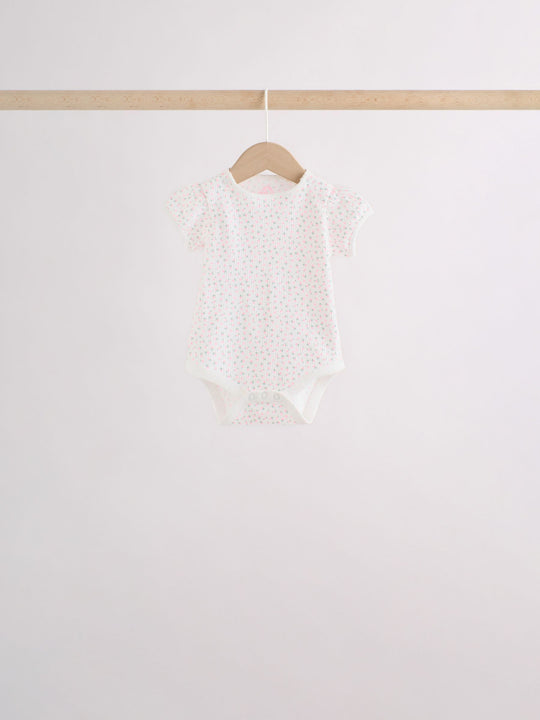 Pink/Yellow Short Sleeve Baby Bodysuits 5 Pack