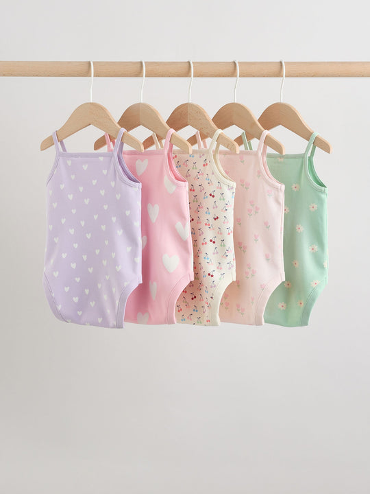 Pink Vest Baby Bodysuits 5 Pack