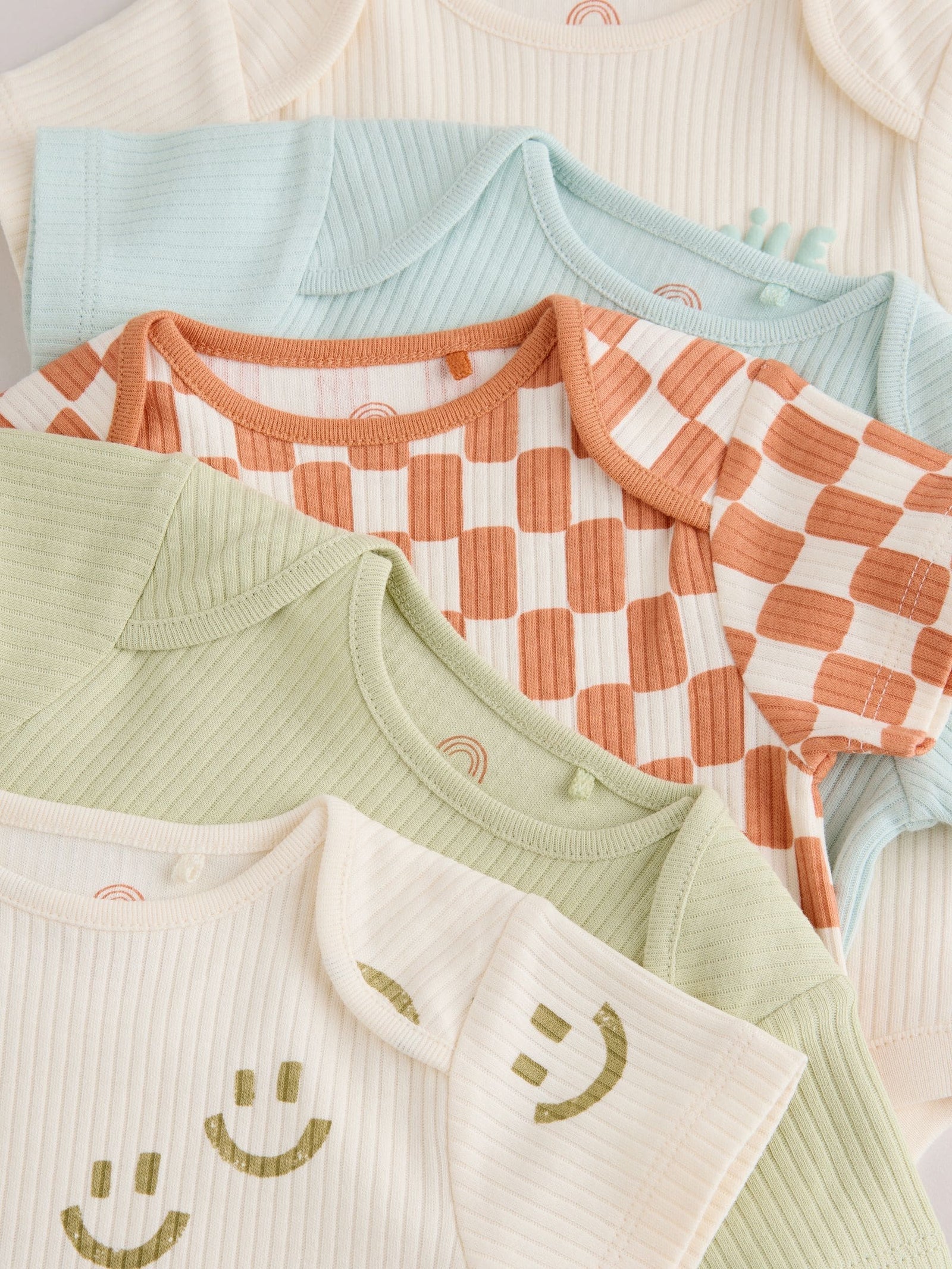 Multi Short Sleeve Baby Bodysuits 5 Pack