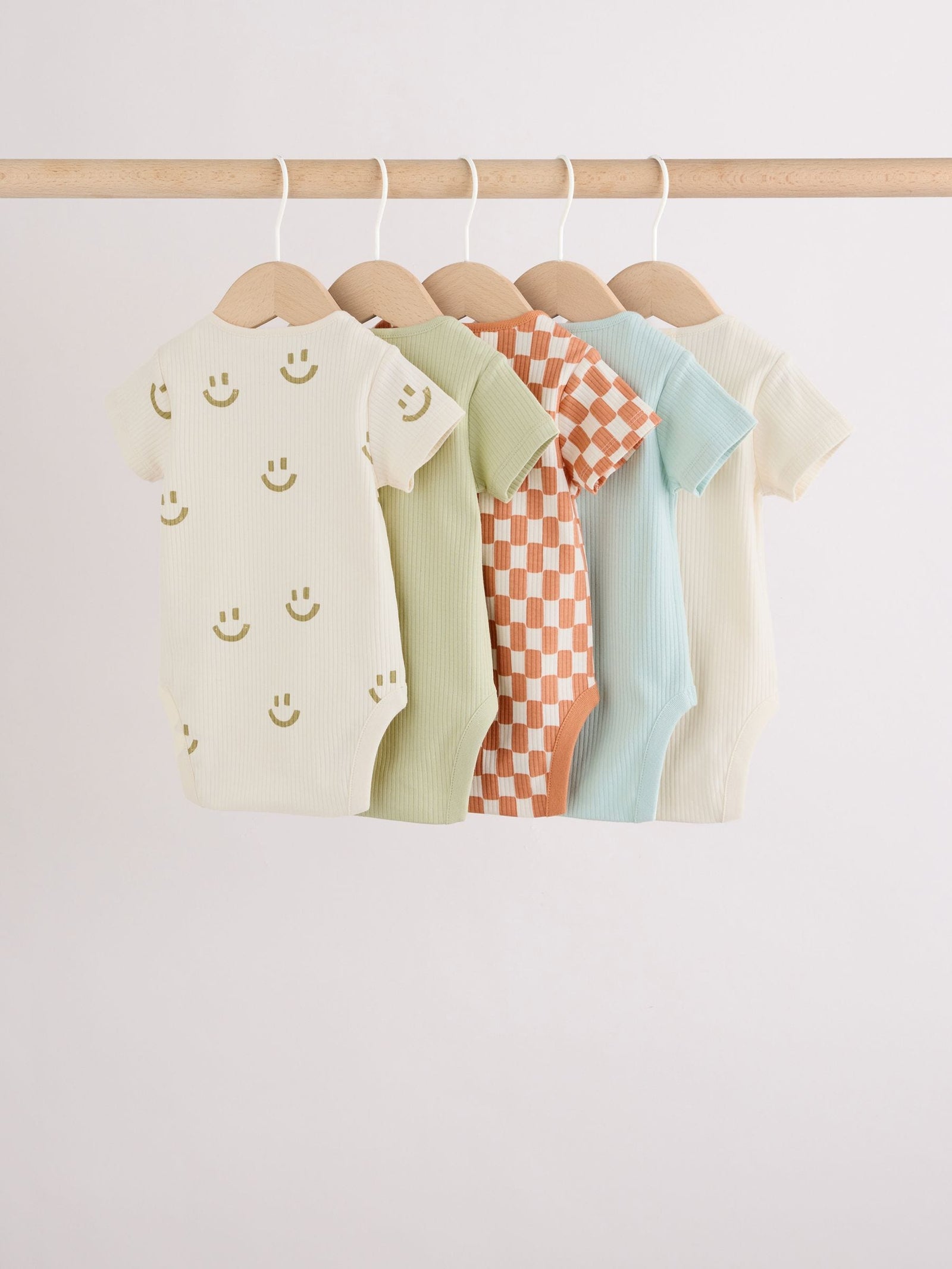 Multi Short Sleeve Baby Bodysuits 5 Pack