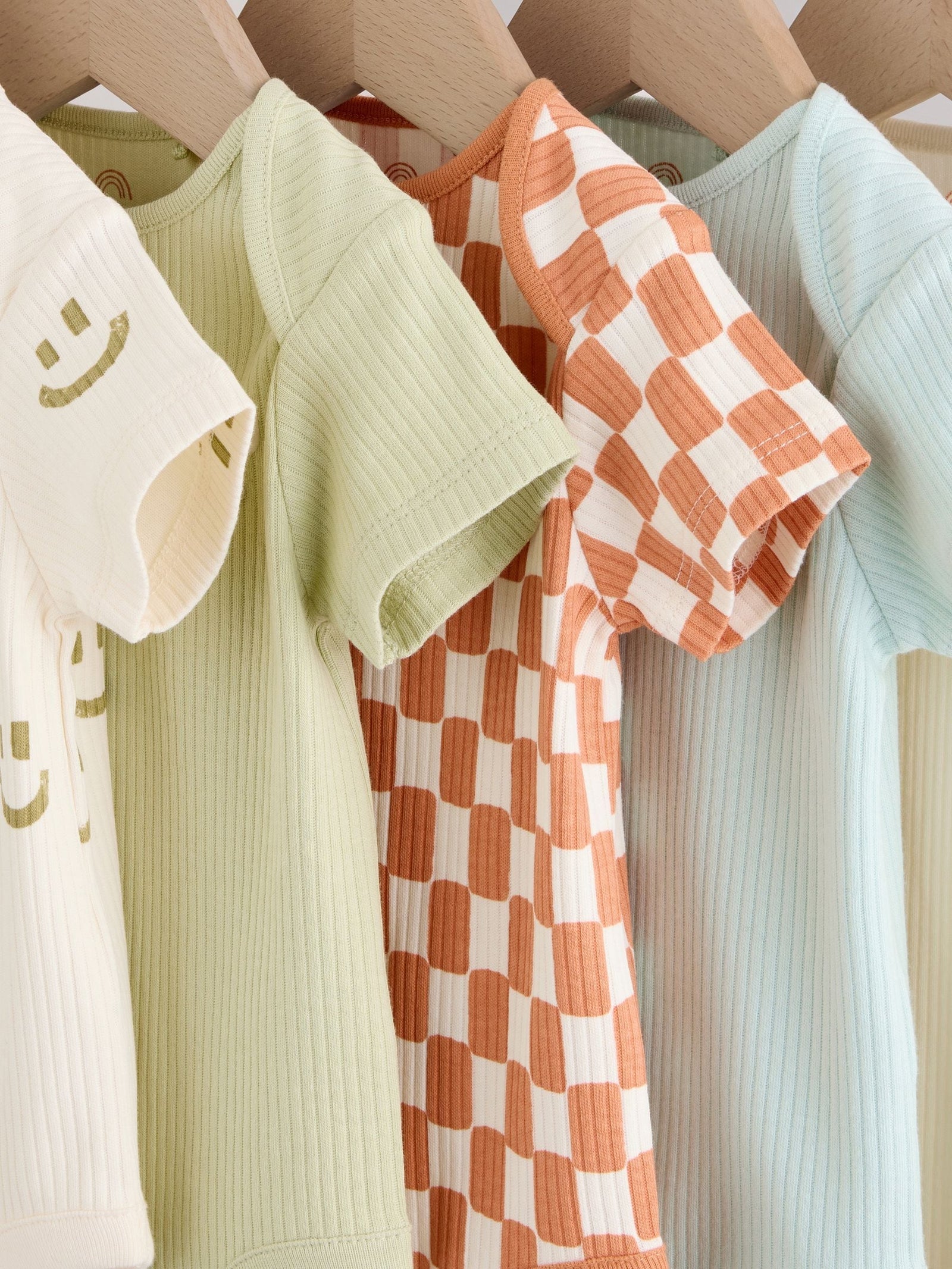 Multi Short Sleeve Baby Bodysuits 5 Pack