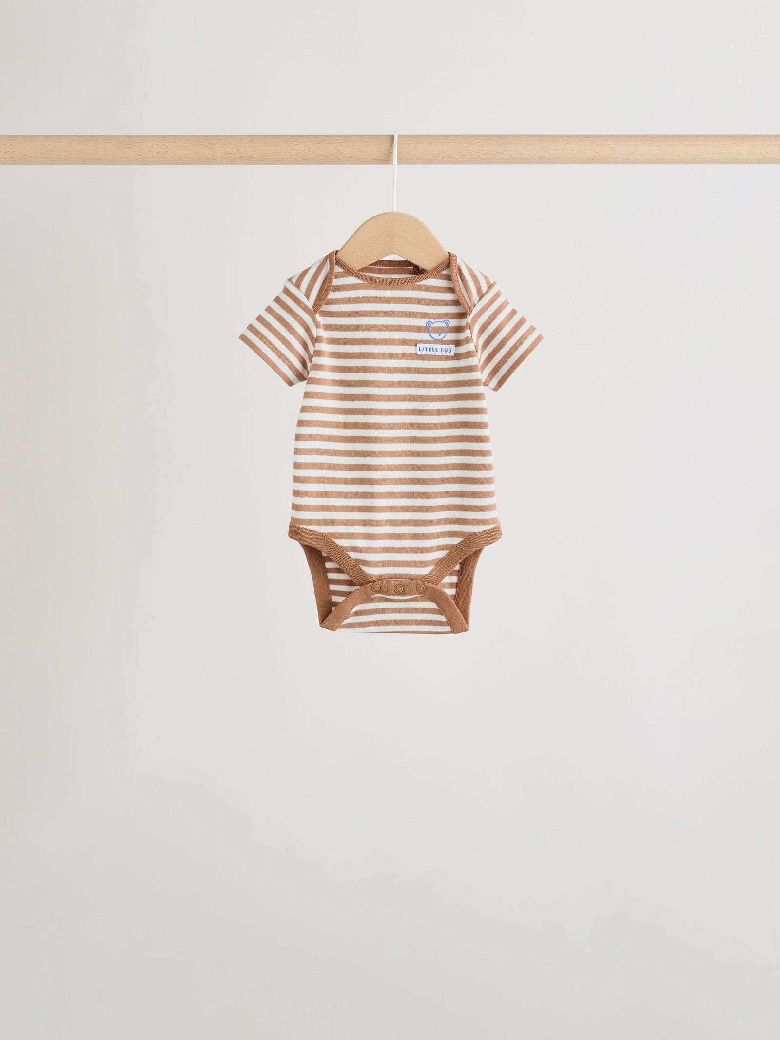 Blue/Ecru Bear Short Sleeve Baby Bodysuits 5 Pack