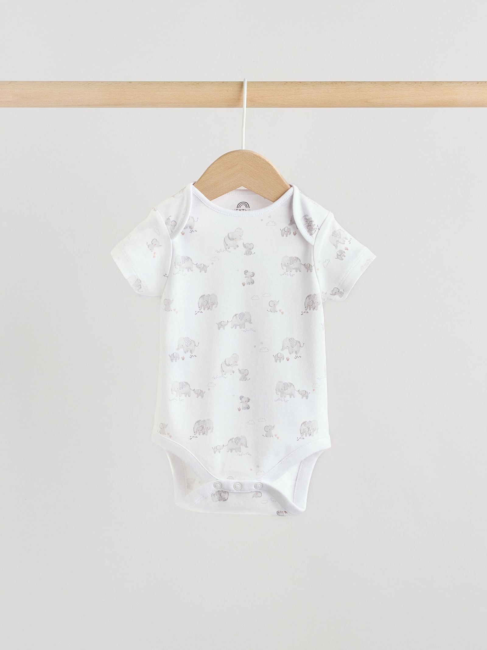 Grey Elephant Short Sleeve Baby Bodysuits 5 Pack