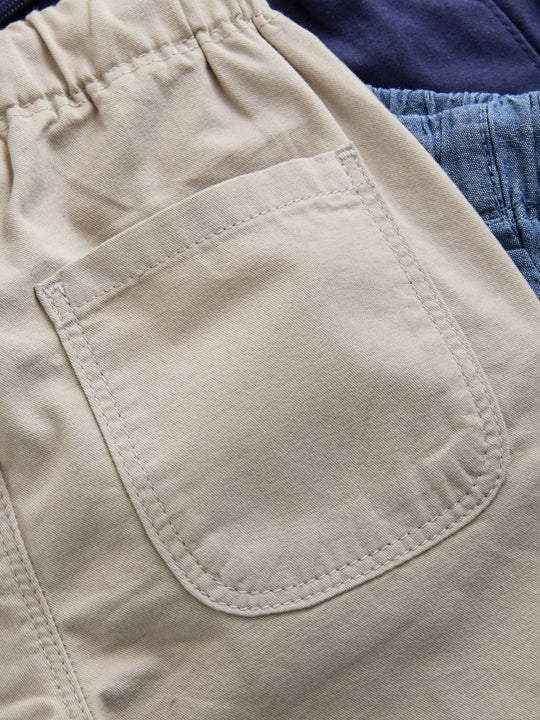 Navy/Stone/Chambray Blue Pull On Shorts 3 Pack (3mths-7yrs)