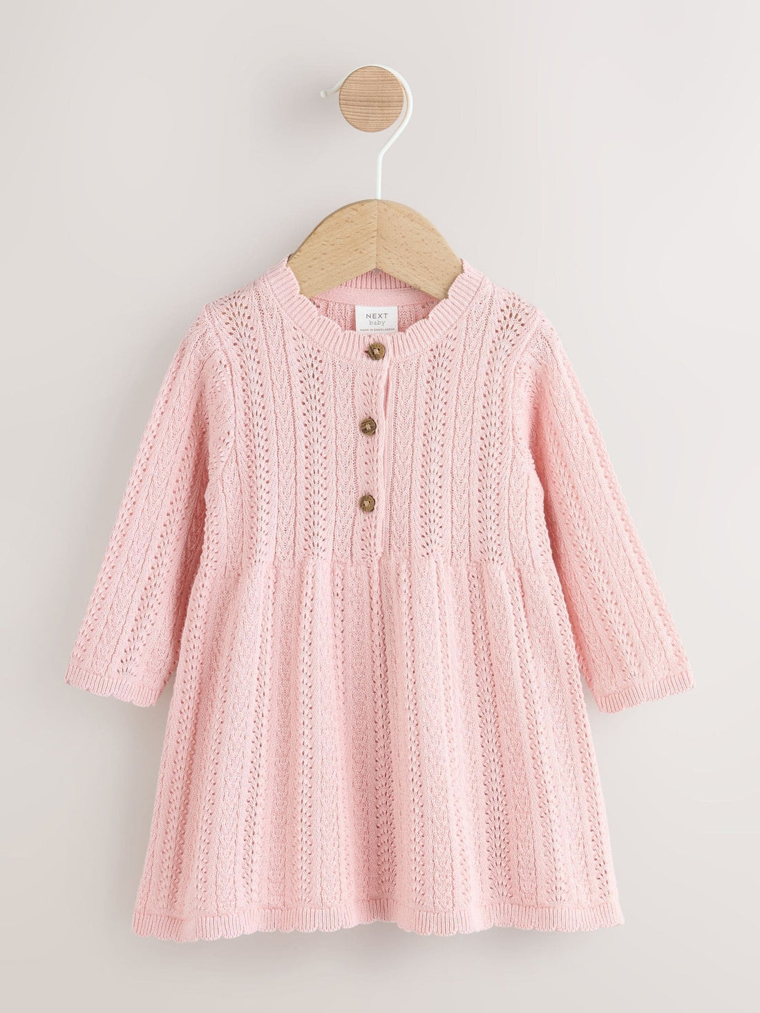 Pink Knitted Baby Dress (0mths-2yrs)