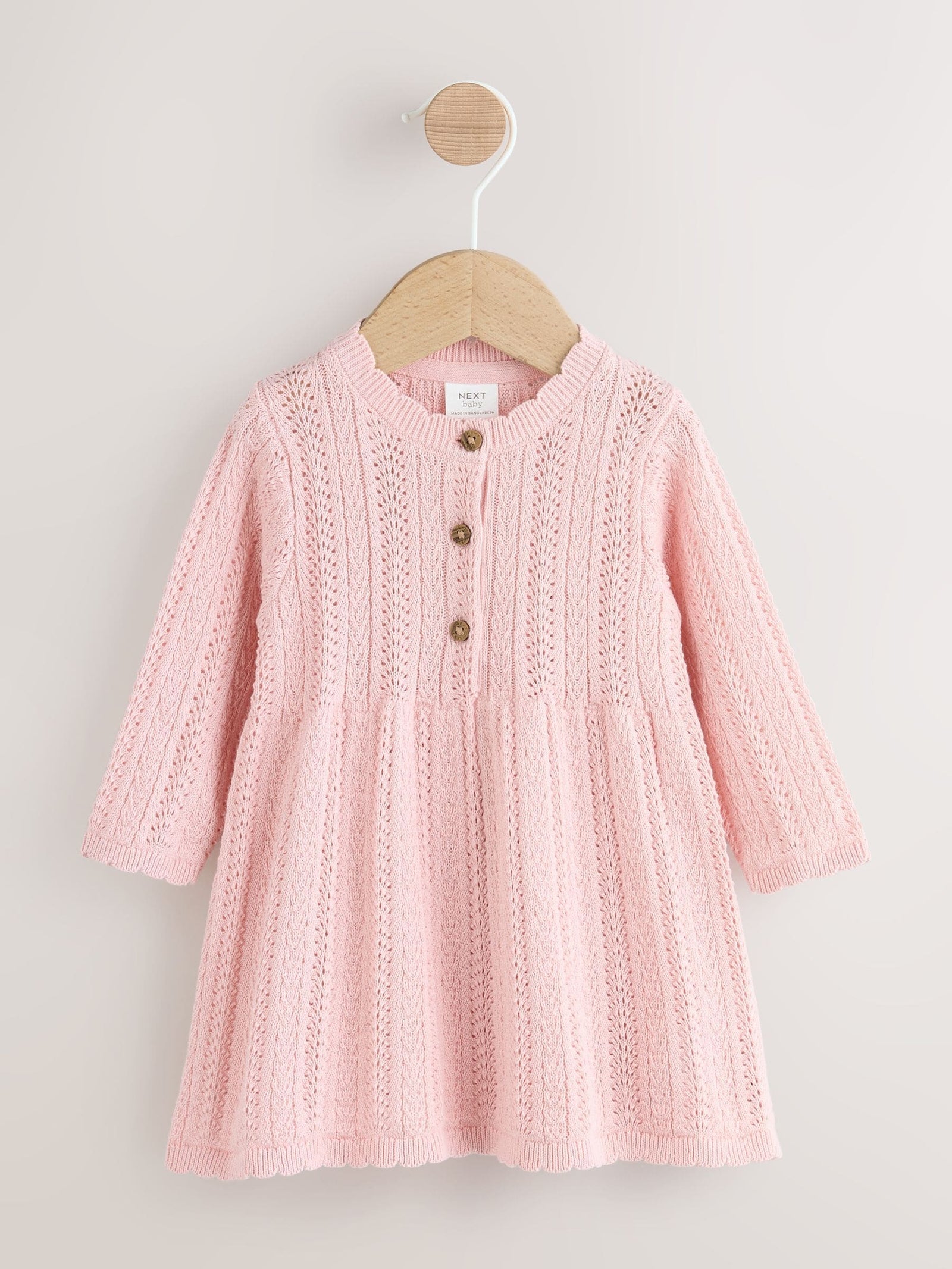 Pink Knitted Baby Dress (0mths-2yrs)