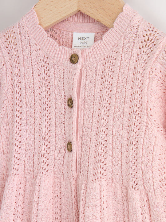 Pink Knitted Baby Dress (0mths-2yrs)