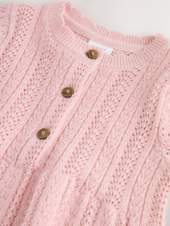 Pink Knitted Baby Dress (0mths-2yrs)