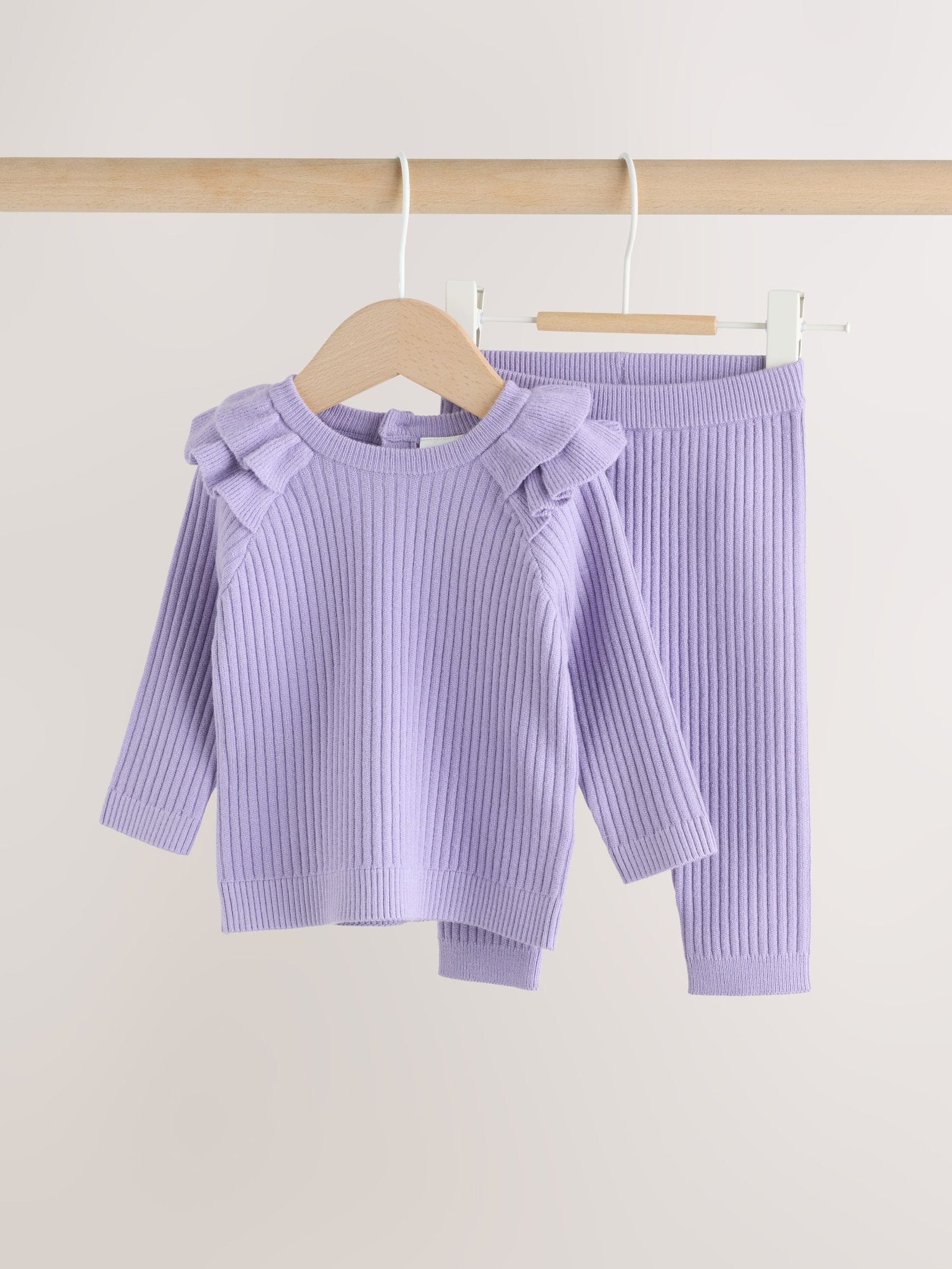 Purple Baby Knitted Jumper and Leggings Set 2 Piece immediate