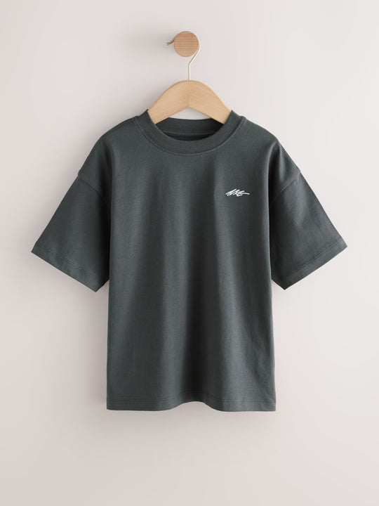 Light Grey/Brown/Dark Grey/Green Short Sleeve Logo Chest Graphic T-Shirts 4 Pack (3-16yrs)