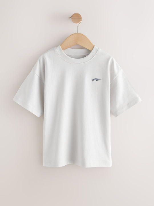 Light Grey/Brown/Dark Grey/Green Short Sleeve Logo Chest Graphic T-Shirts 4 Pack (3-16yrs)