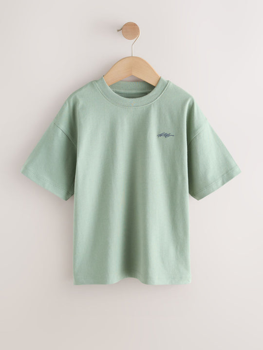 Light Grey/Brown/Dark Grey/Green Short Sleeve Logo Chest Graphic T-Shirts 4 Pack (3-16yrs)