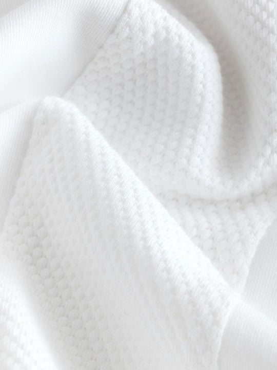White Textured Short Sleeve Zip Neck Polo Shirt (3-16yrs)