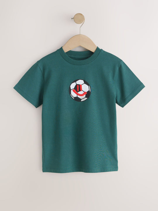 Green/White/Orange Regular Fit Graphic Print Short Sleeve T-Shirts 3 Pack (3-16yrs)