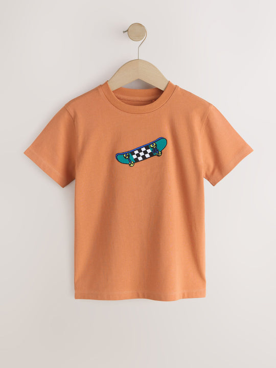Green/White/Orange Regular Fit Graphic Print Short Sleeve T-Shirts 3 Pack (3-16yrs)