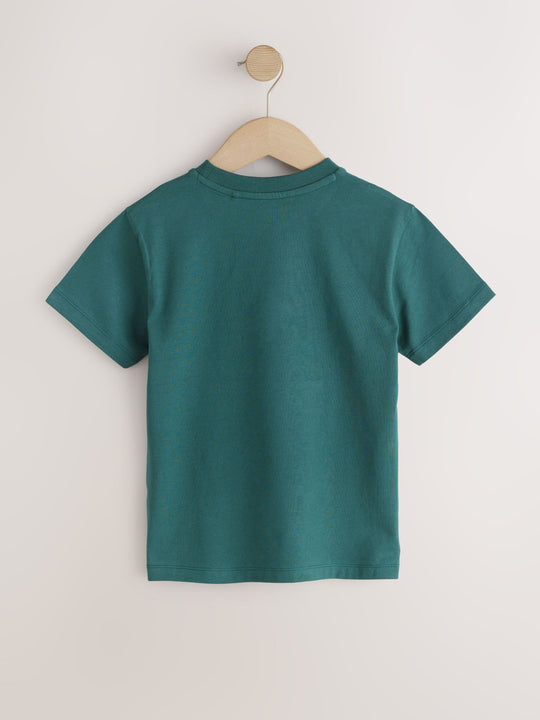 Green/White/Orange Regular Fit Graphic Print Short Sleeve T-Shirts 3 Pack (3-16yrs)