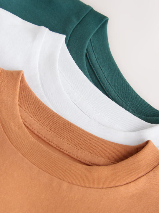 Green/White/Orange Regular Fit Graphic Print Short Sleeve T-Shirts 3 Pack (3-16yrs)