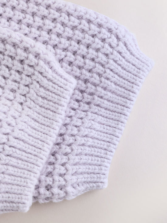 Lilac Purple Frill Collar Knitted Baby Cardigan (0mths-2yrs)