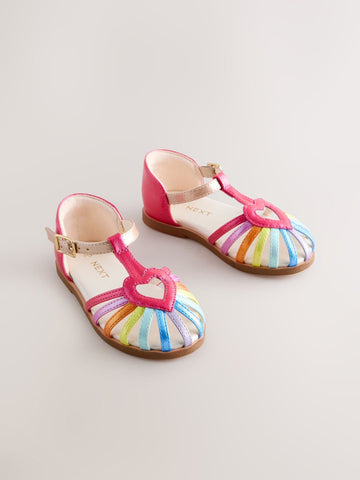 Multi Rainbow Standard Fit (F) Fisherman Heart Occasion Sandals