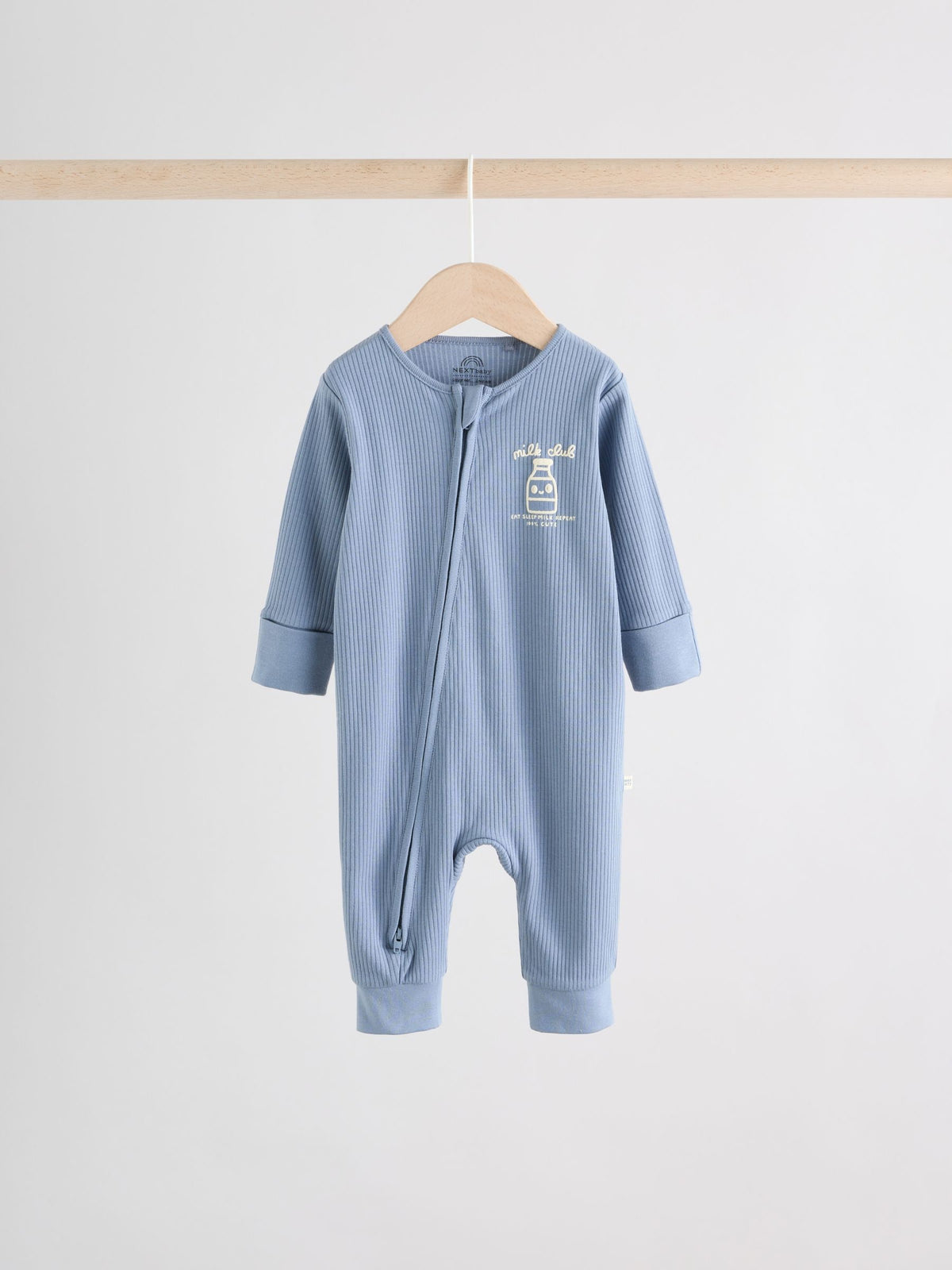 Blue Milk Club Two Way Zip Baby Sleepsuits 3 Pack (0mths-3yrs)